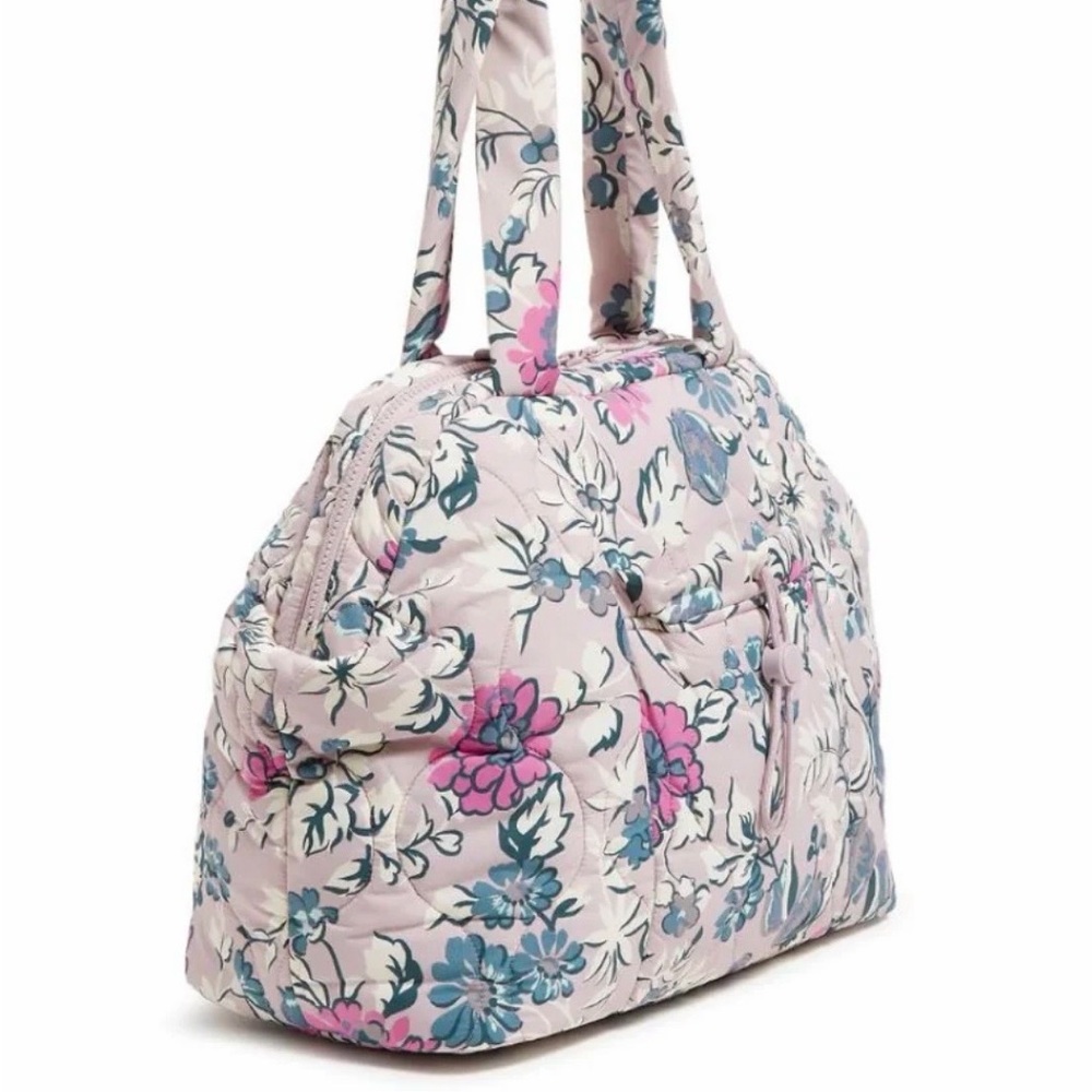 Vera Bradley Quilted Floral Feather Weight Tote in Light Pink with Blue - Picture 3 of 6